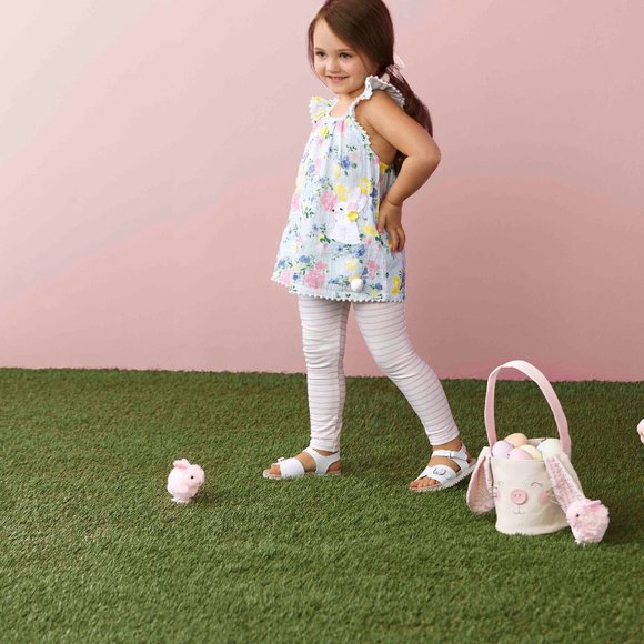 Mud Pie Little Girls' Easter Bunny Floral Tunic and Legging 2pcs Set - Picture 2 of 2